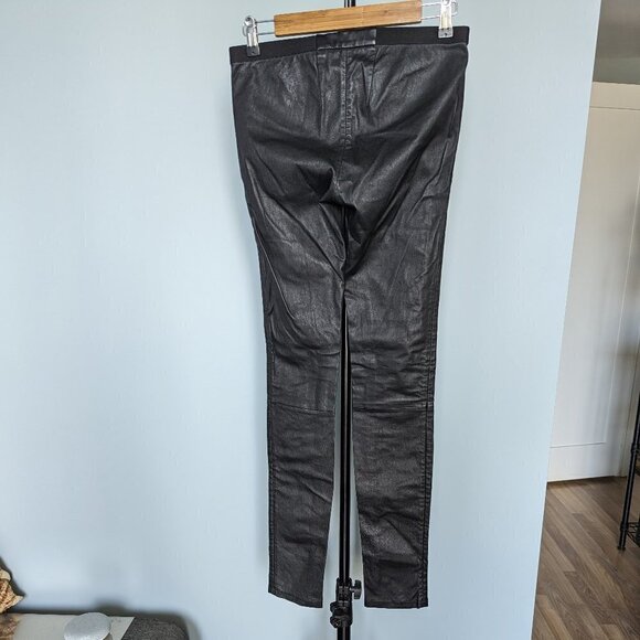 Milly Black Lamb Leather Skinny Leggings - Pull on Pants - Picture 3 of 15